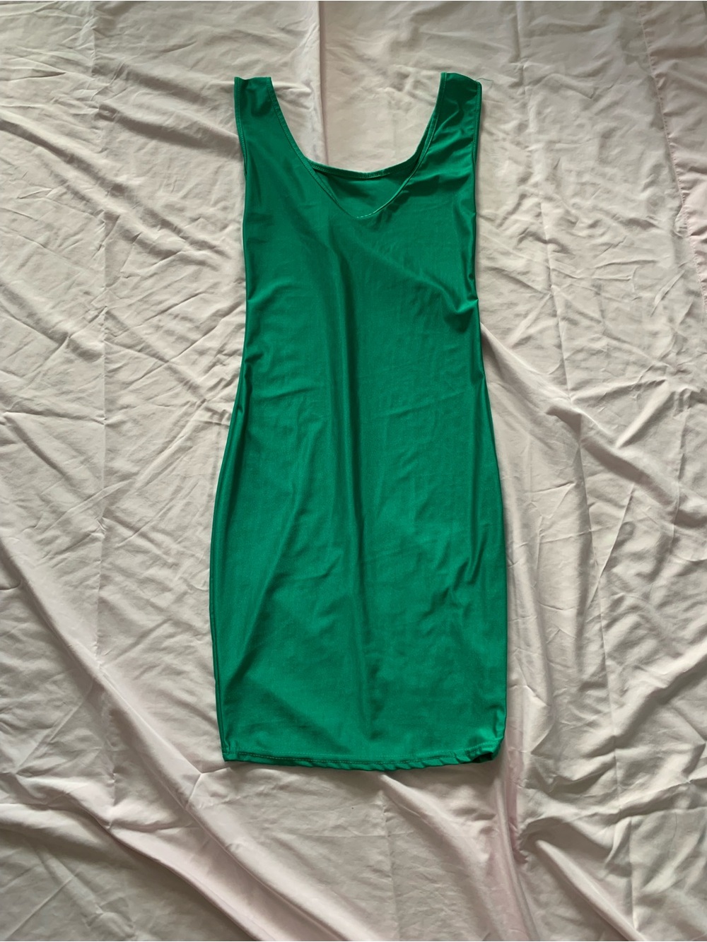 Sleeveless Green V-Neck Women's Tank Dress